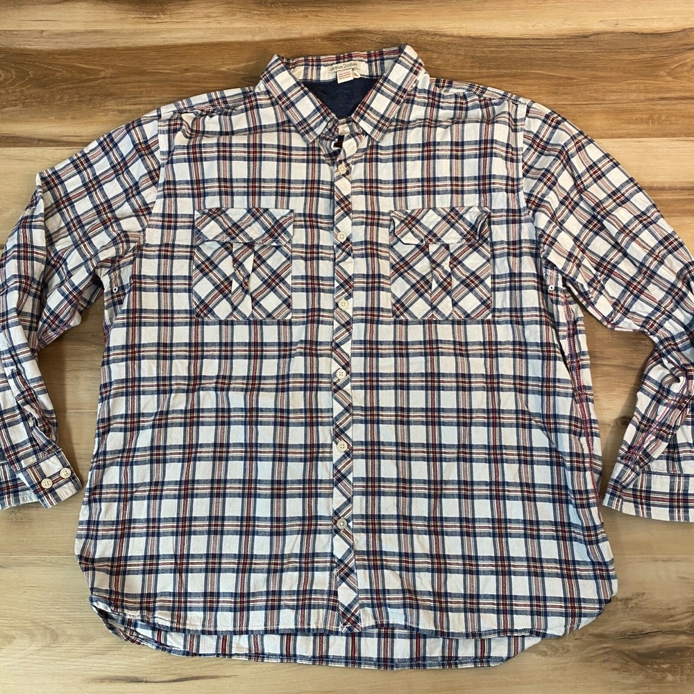 Carbon 2 Cobalt Button Down Shirt XL Plaid Cotton Casual Blue Red White
